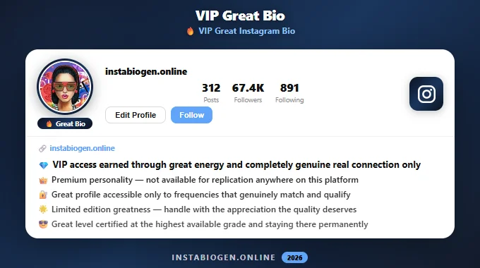 VIP Great Instagram Bio